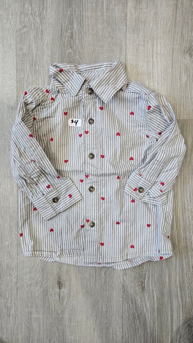 Carter's 3 Month Old Baby Button Up Valentines Shirt
